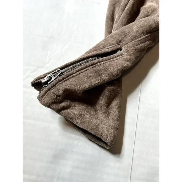 BLANKNYC Beige Suede Leather Moto Jacket Women's Size Medium - Picture 5 of 6